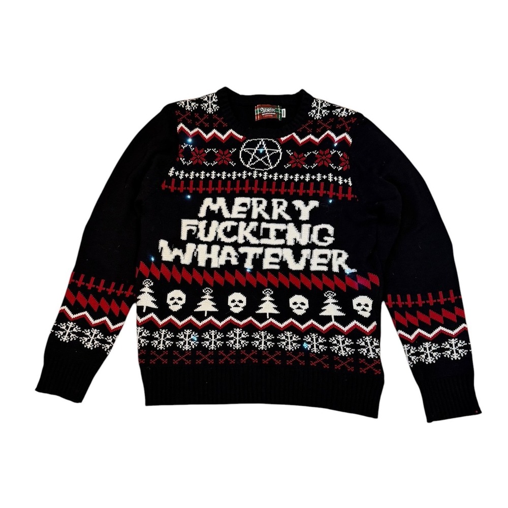 Spencer's Workshop Mens Merry F*cking Whatever Light Up Ugly Christmas Sweater M
